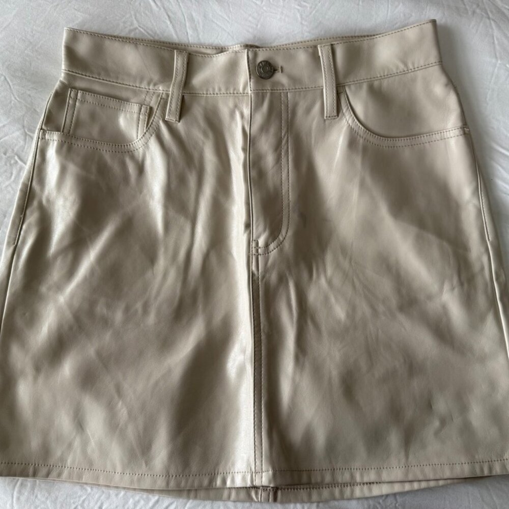 Madewell Faux Leather Cream Skirt